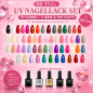 Preview: 60 tlg. UV Nagellack Set inkl. UV Base & Top Coat